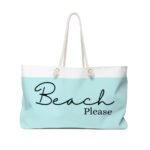 Beach Please Blue and White Beach Bag