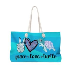 Peace Love Turtle Beach Bag – Beach Tote and Travel Bag BeachieBag